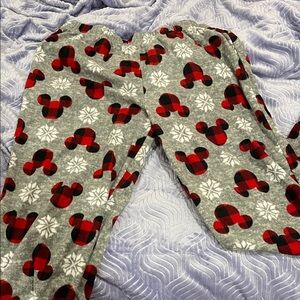 Kids Plaid Mickey Mouse Pajama Pants - Red and Gray